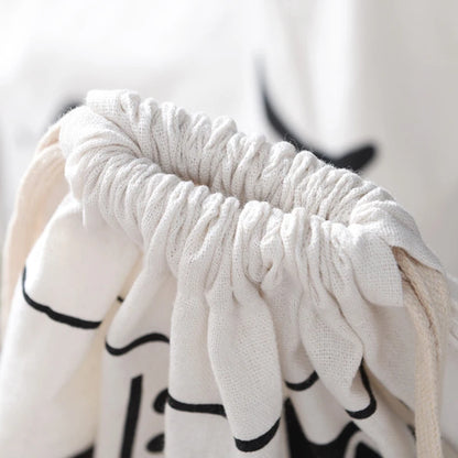 Large Cotton & Linen Laundry Bag — Drawstring Duffle Bag for Clothes & Toy Storage