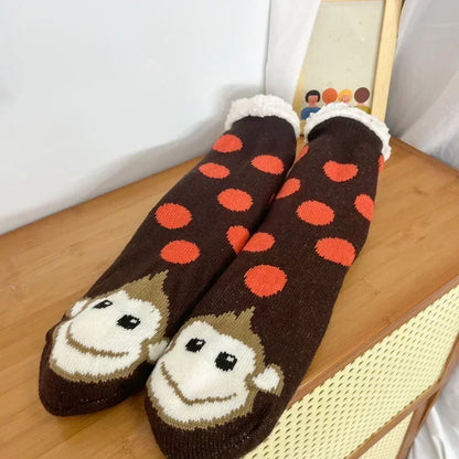 Fuzzy Plush Winter Socks - Warm Non-Slip Snowflake Slipper Socks for Women, Home & Sleeping
