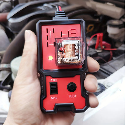 12V Automotive Relay Tester - Portable Car Relay Diagnostic Tool with Battery Clips