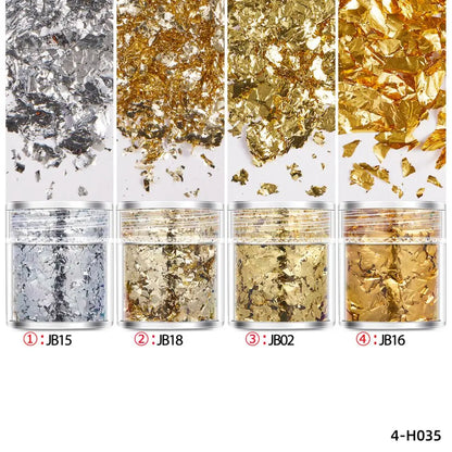 4 Bottles Gold Foil Flakes - Epoxy Resin Craft, Jewelry Making & Nail Art Decoration Supplies