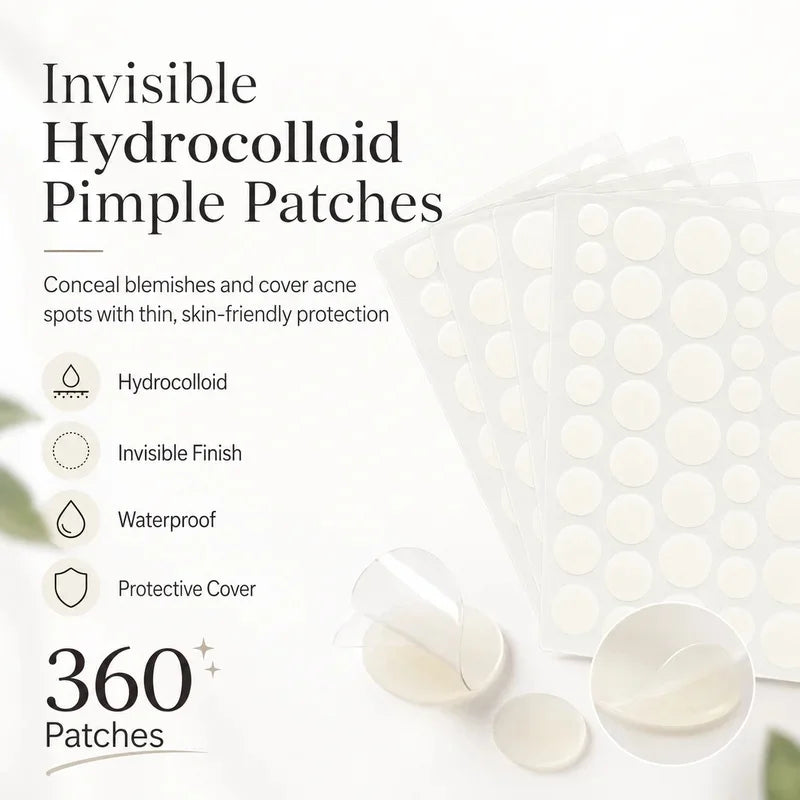 360-Piece Invisible Acne Patches - Pimple Cover Stickers for Daily Facial Skincare and Spot Care