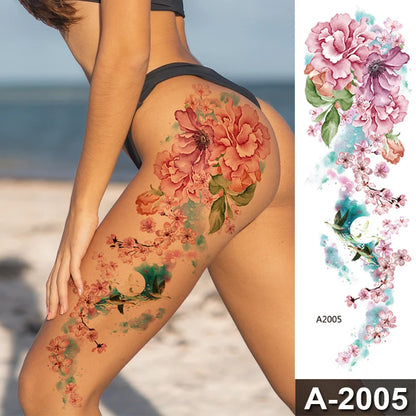 Large Temporary Leg Tattoos for Women - Sexy Animal & Anime Skull Water Transfer Body Art Stickers
