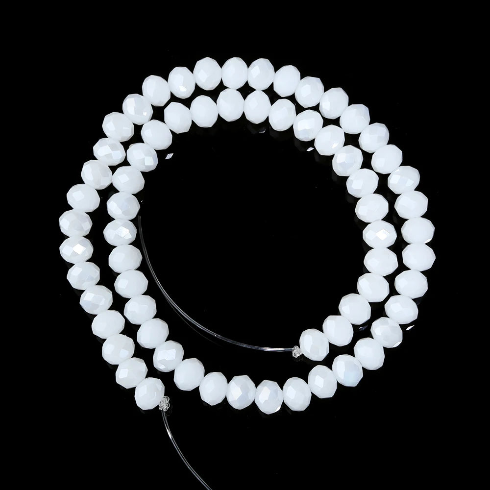 Flat Faceted Crystal Glass Beads Strand – 3–10mm Spacer Beads for DIY Jewelry & Necklace Making