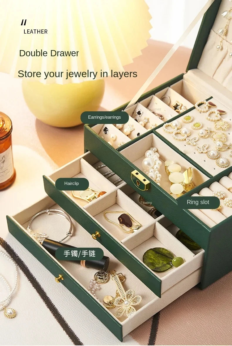 High-End Multi-Layer Jewelry Box – Large Capacity Drawer Organizer for Earrings and Accessories
