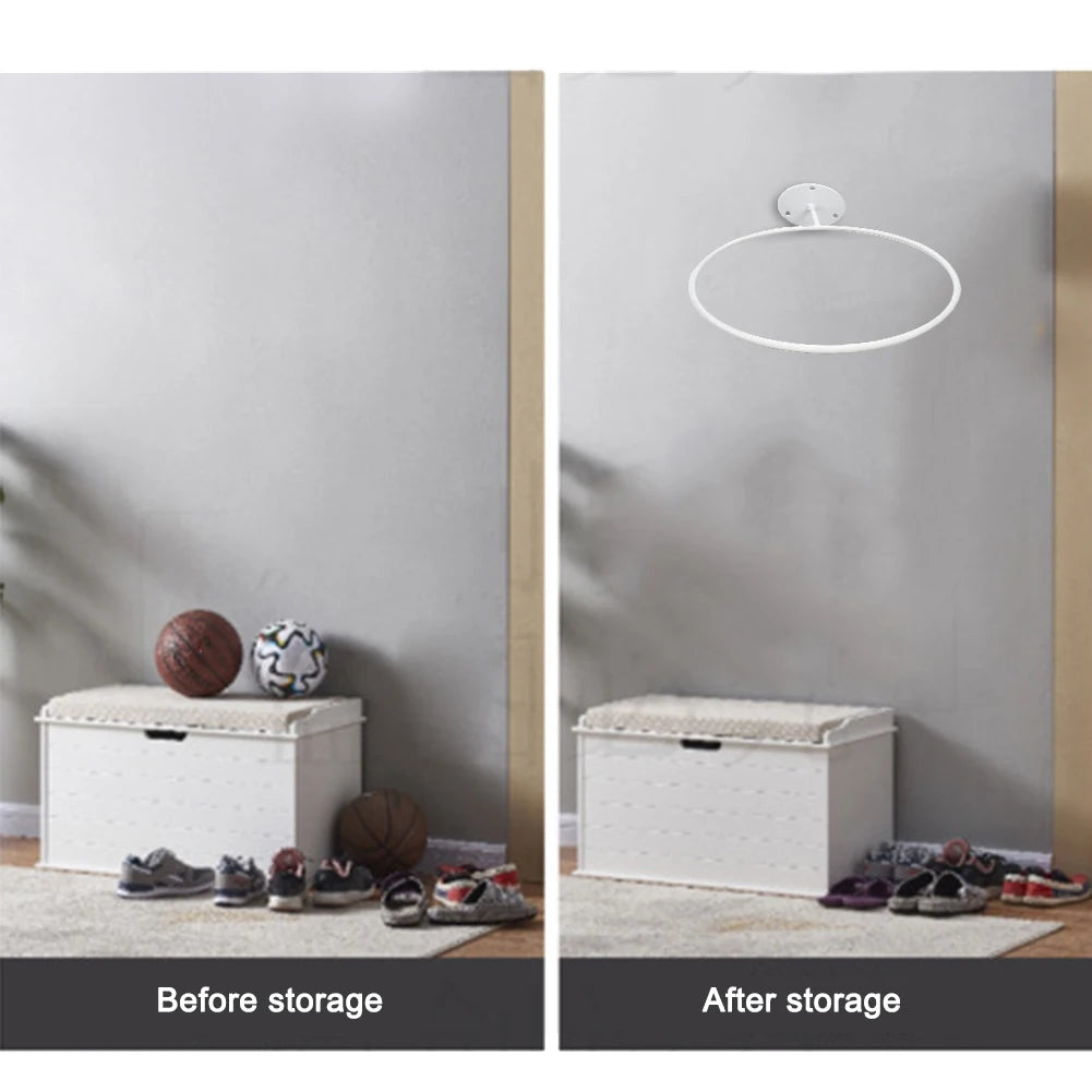 Wall-Mounted Basketball Storage Rack – Iron Multi-Purpose Football Display Shelf, Ball Holder & Space-Saving Living Room Decor