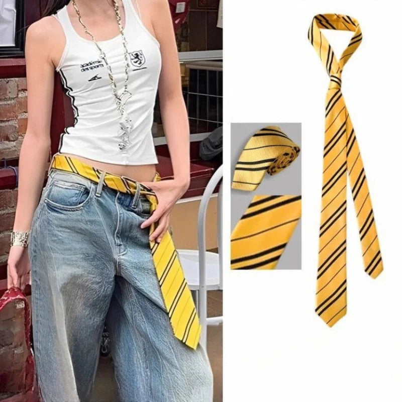 Halloween Magic School Cosplay Tie - 4-Color Striped Necktie for Wizard Costumes, Themed Parties & Dress-Up Accessories