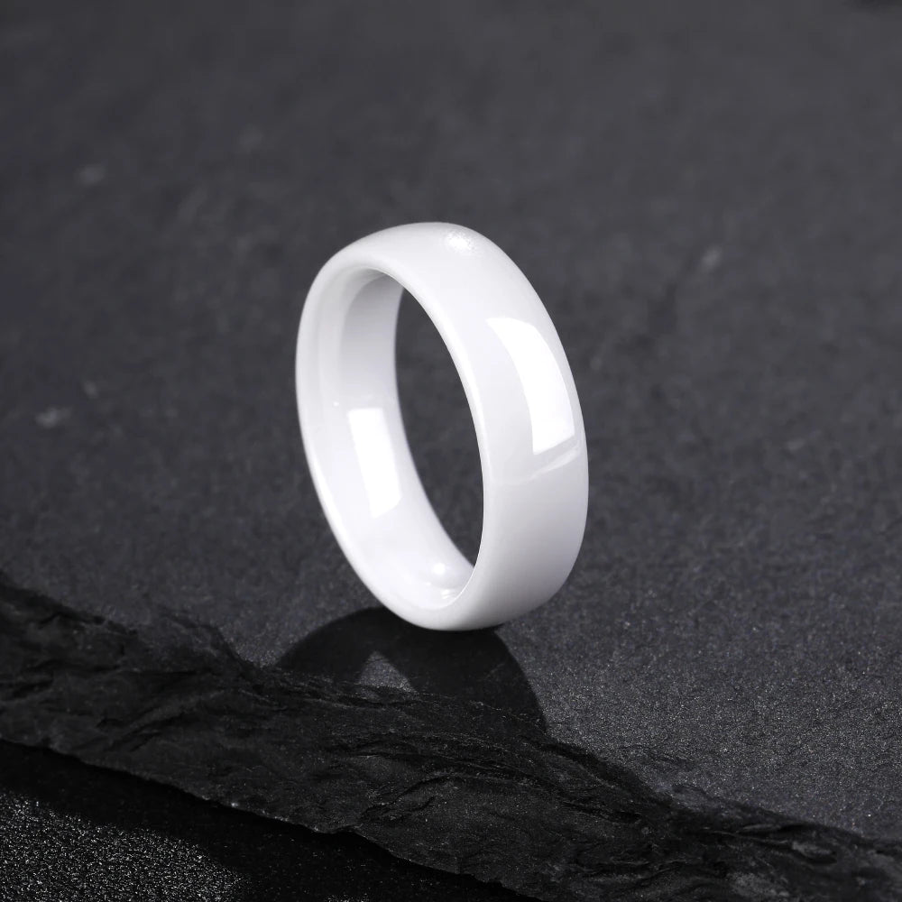 Kolmnsta White Ceramic Rings – 2mm, 4mm, 6mm Polished Anti-Allergy Wedding & Engagement Bands for Men & Women