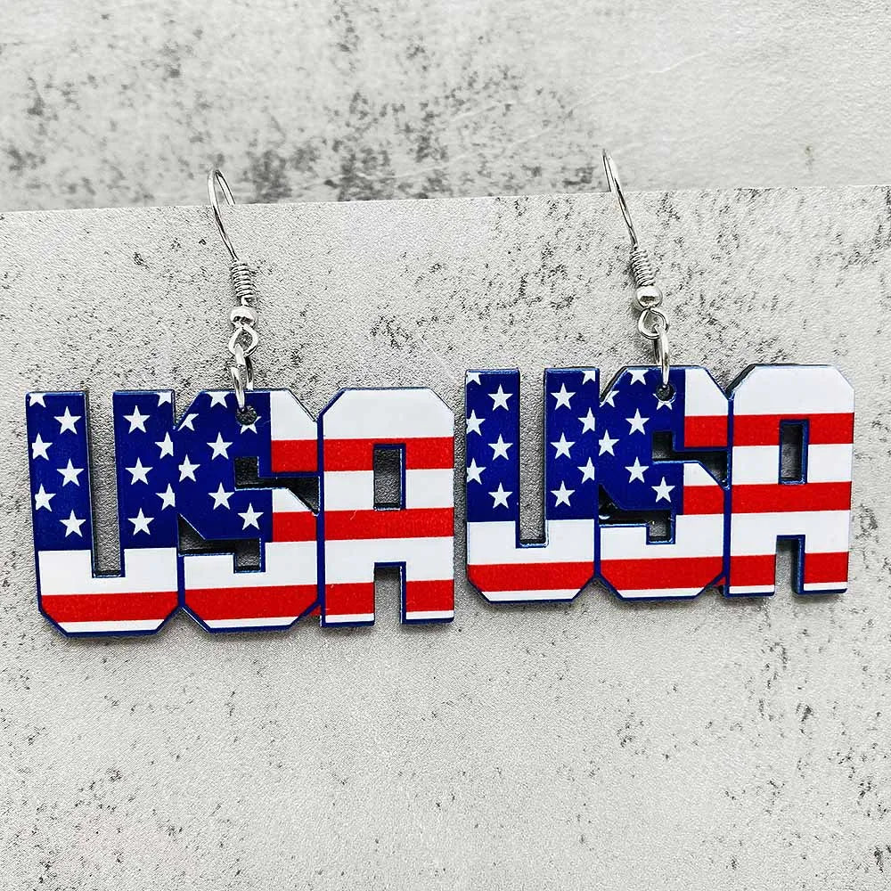 Patriotic Sunflower Acrylic Earrings - 4th of July American Flag Jewelry Gifts for Women Independence Day Parties