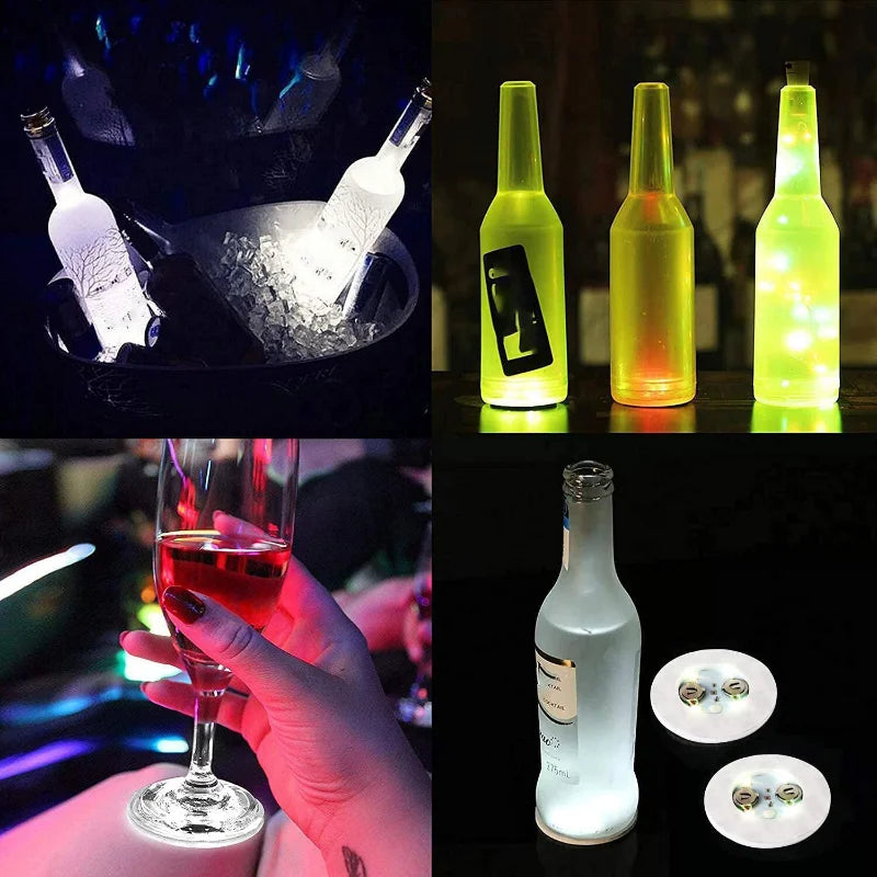 LED Coaster Lights - Illuminate Your Bar, KTV, Wedding, Party, and More with 5/10/30PCS Luminous Bottle Stickers Decoration
