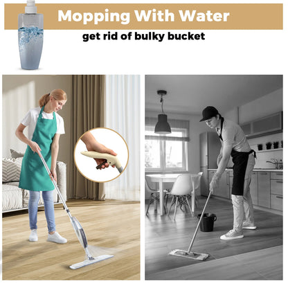 Spray Mop Broom Set — Magic Flat Mop with Rotating Head, Reusable Microfiber Pads for Home Floor Cleaning
