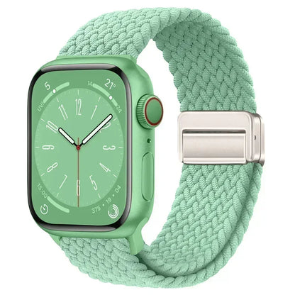 Nylon Braided Loop Apple Watch Band – Magnetic Metal Bracelet Strap for Ultra 2, Series 3–9 & SE (40mm–49mm) Adjustable Wristband