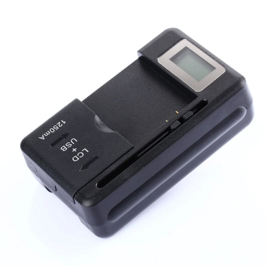 Universal Car Mobile Battery Charger - EU/US Plug with LCD Indicator Screen & USB Port for Phone Battery Charging