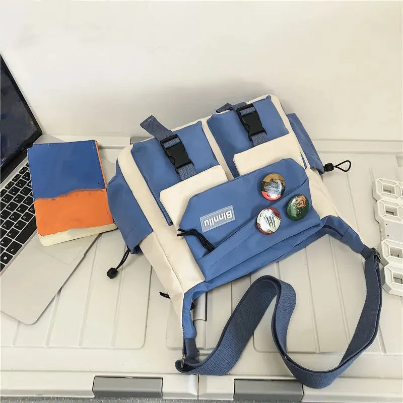 Preppy Nylon Crossbody Bag - Casual Messenger Shoulder Bag for Men Women Teens Travel School Commuter Daily Use