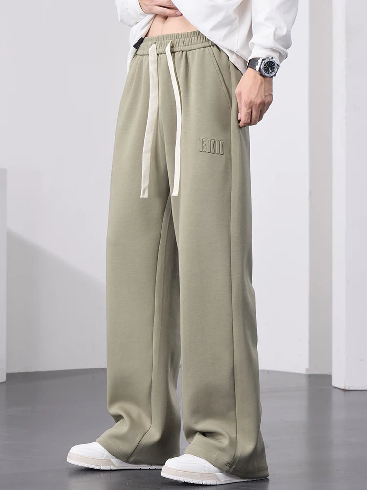 Men’s Wide Leg Cotton Sweatpants – Straight Fit Drawstring Casual Sports Track Pants, Big Size up to 8XL