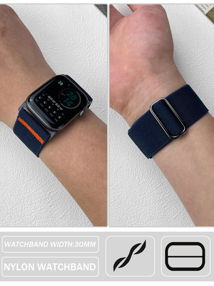 Nylon Strap for Apple Watch Band – Compatible with iWatch Series 9, 8, 7, SE, Ultra 2, 44mm-49mm, Watchband Accessories