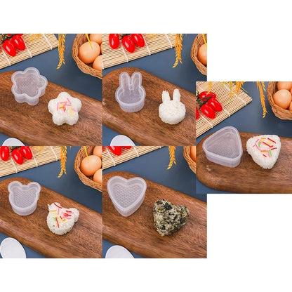 4PCS Transparent Sushi Mold Set – Triangular Onigiri Rice Ball Maker & Food Press Kit for Bento Kitchen Use