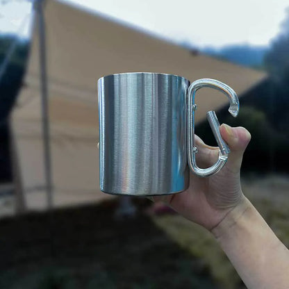 Outdoor Mountaineering Button Water Cup - Portable Travel & Camping Stainless Steel 201 Material