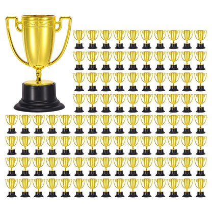 Mini Gold Trophy Cups - Plastic First-Place Winner Awards for Soccer, Sports Competitions, Parties, and Prize Giveaways (40–100 Pieces)