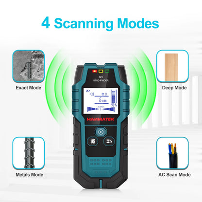 HANMATEK SF1 Stud Finder - Wall Scanner for Wood Studs, Metal & Live Wire Detection with Depth Measurement