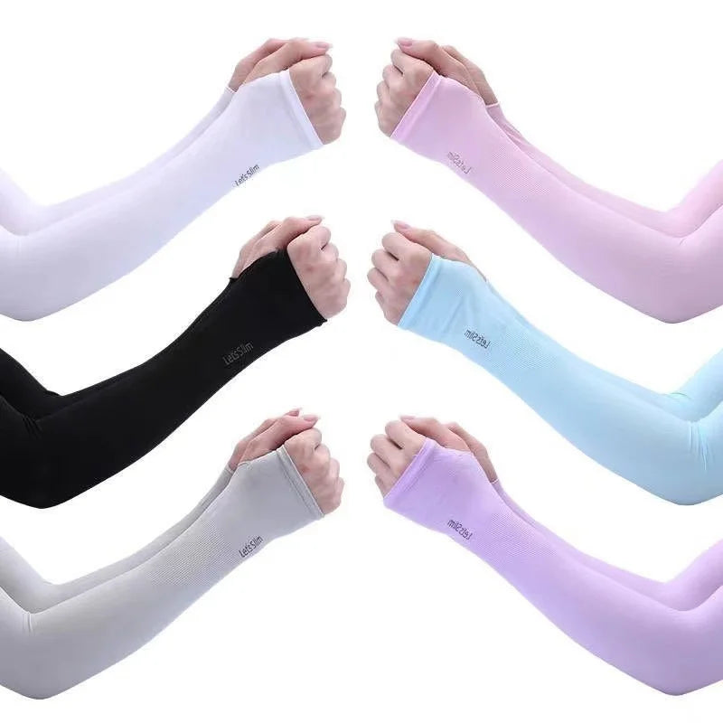 UPF50+ Ice Fabric Arm Sleeves - Breathable Quick Dry Sportswear for Running - Sun UV Protection Long Arm Covers for Cycling