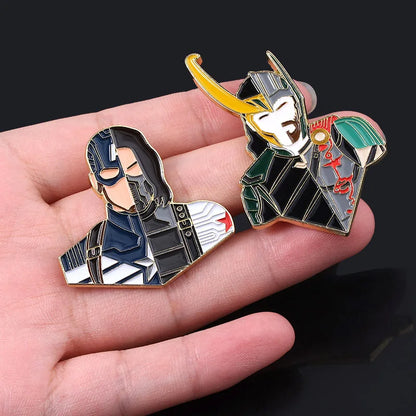 2-Piece American Hero Enamel Pin Set - Metal Lapel Badges for Cosplay & Gifts