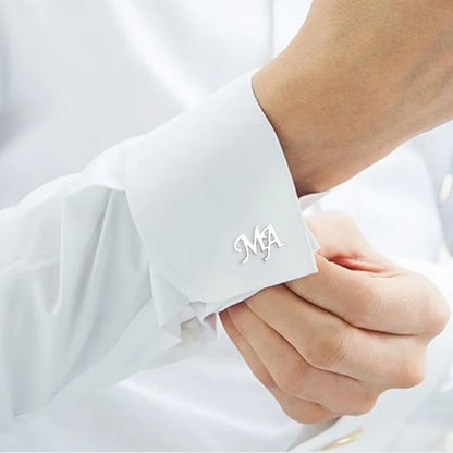 Customized Men's Cufflinks - Personalized Name Letter Stainless Steel Shirt Cuff Button Jewelry Gift