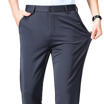 Men's Summer & Autumn Dress Pants – Thin Formal Work Trousers | Business Casual Black & Wine Red Long Pants