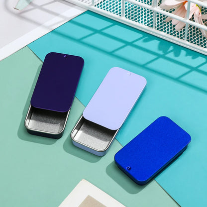 Metal Rectangular Mini Tin Box – Hinged Push-Top Candy, Pill & Small Storage Container
