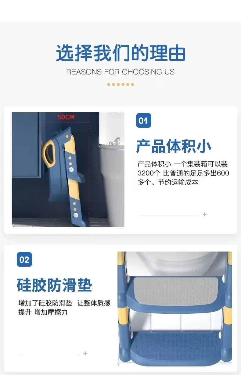 Children's Toilet Seat & Step Stool – Folding Toilet Ring with Stairway for Boys & Girls