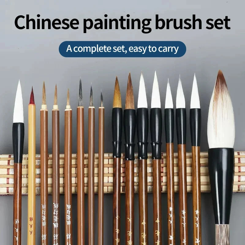 Calligraphy Brush Set 6/9/12/16PCS with Storage Box – Sumi Painting, Writing, Kanji & Watercolor Art Brushes