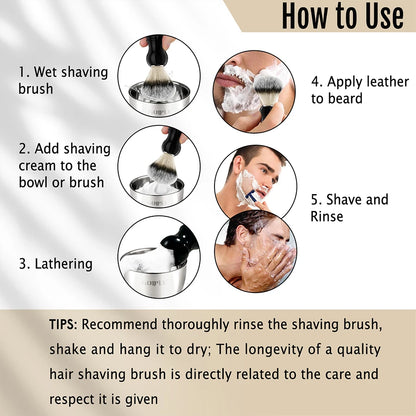 GOIPLE Shaving Cream for Men – Stainless Steel Foaming Bowl & Shaving Brush, Men’s Facial Cleansing Product for Manual Shave