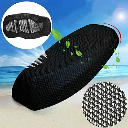 Summer Cooling 3D Mesh Motorcycle Seat Cover – Breathable Anti-Slip Scooter Cushion Protection Pad with Grid Design