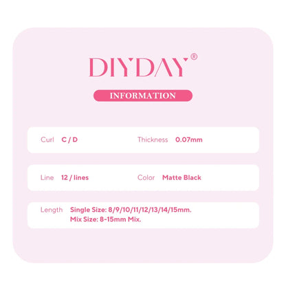 DIYDAY U-Shaped 3D Volume Eyelash Extensions — Easy-Apply Natural Wispy U YY Shape Faux Mink Lashes for Makeup