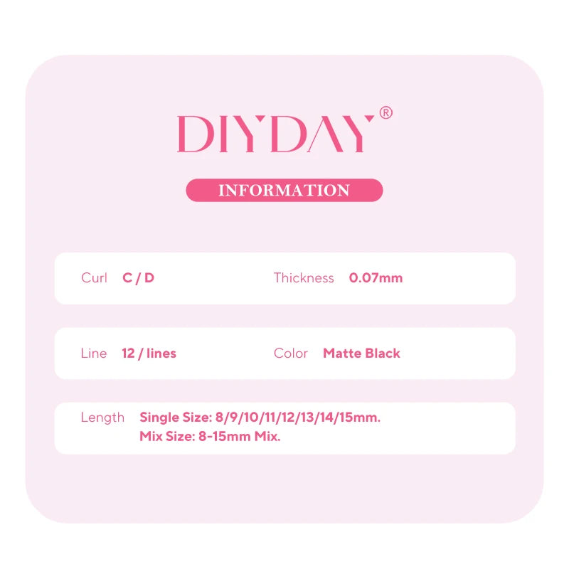 DIYDAY U-Shaped YY Eyelash Extensions – Premium PBT Double Layer Ultra Soft Featherlight Faux Mink False Lashes