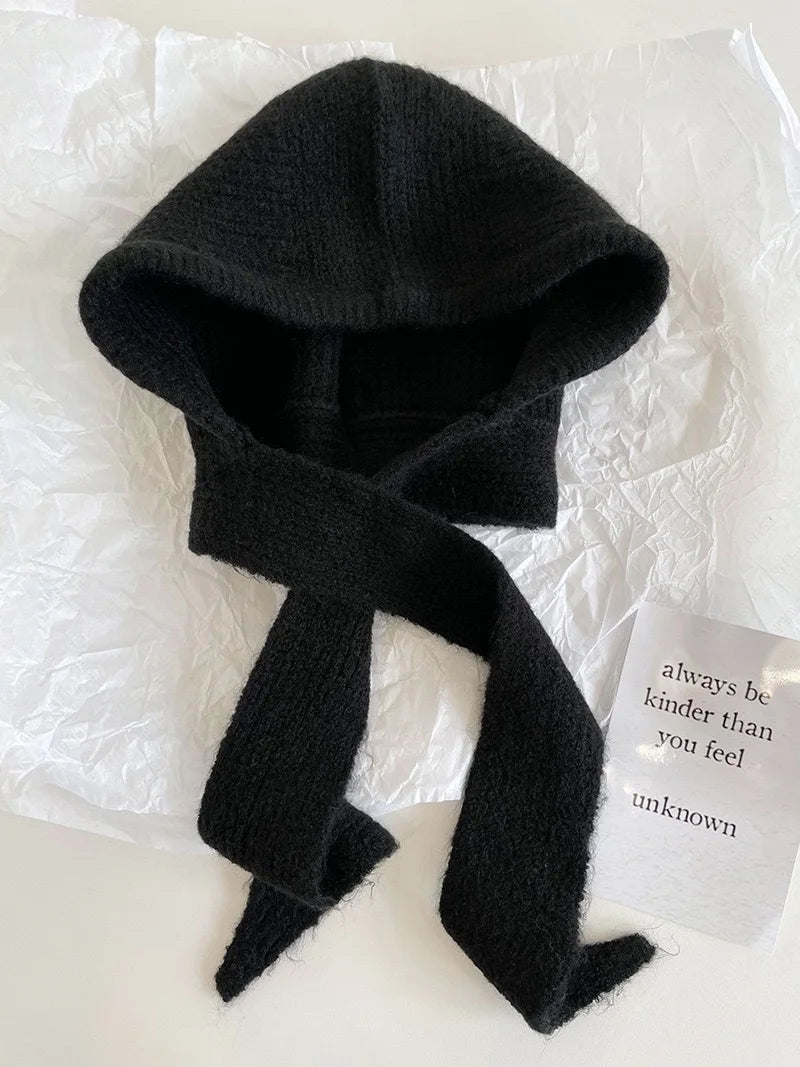 Y2K Balaclava Beanie Hat & Scarf – Thick Knit One-Piece Winter Neck Warmer Retro Style