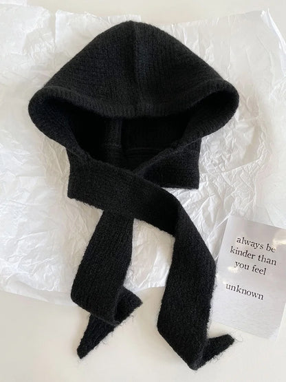 Y2K Balaclava Beanie Hat & Scarf – Thick Knit One-Piece Winter Neck Warmer Retro Style