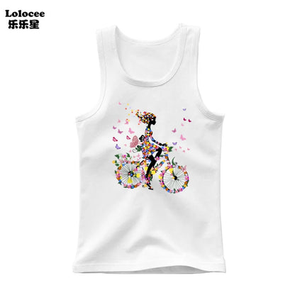 Girls Owl Print Tank Top - Sleeveless Cotton Sports Vest Shirt for Kids 3-14 Years