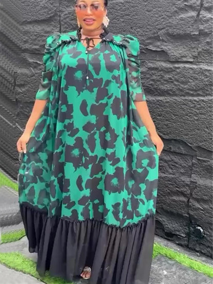 Plus Size African Party Dresses for Women 2026 - Summer Dashiki Ankara Print Muslim Maxi Gown