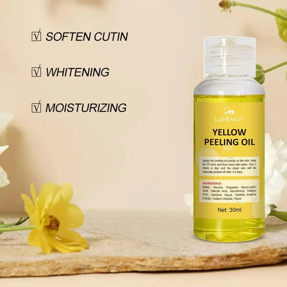 Yellow Peeling Oil – Skin Lightening & Melanin Treatment for Elbows, Knees, Hands, and Even Skin Tone
