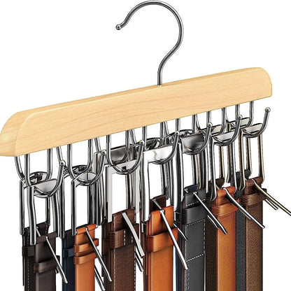 Wooden Belt and Scarf Rack Organizer – Wardrobe Hanger for Belts, Ties, and Accessories, Men’s and Women’s Clothing Storage   2/2