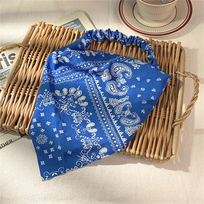 Retro Triangle Scarf Headband for Women - Breathable Elastic Fabric Hair Band