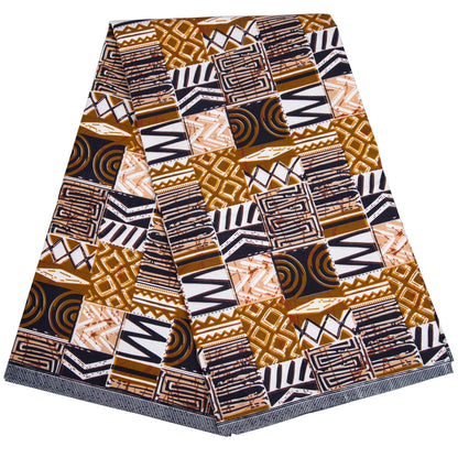 African Wax Kente Print Fabric - 3/6 Yard 100% Polyester Party Dress Material
