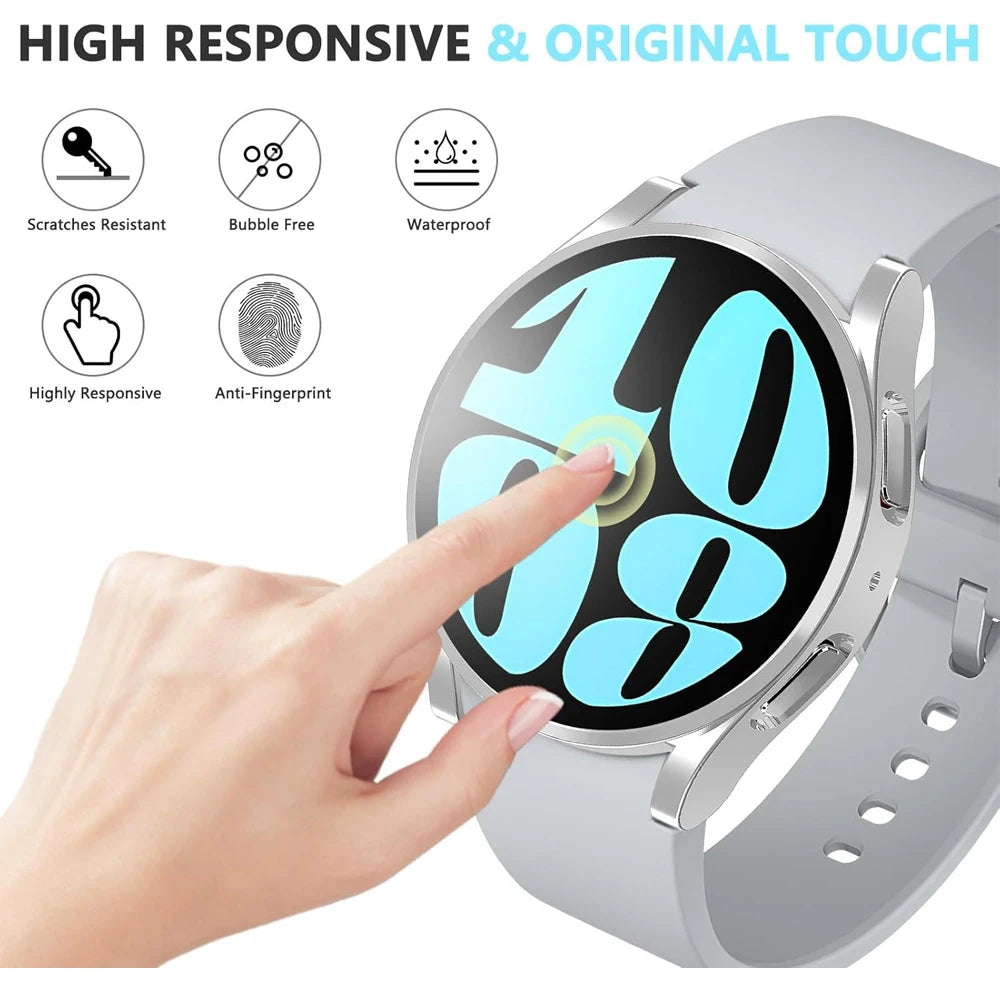 Samsung Galaxy Watch 6 Protective Case - Soft TPU Full-Cover Bumper with Screen Protector for 40mm and 44mm Models