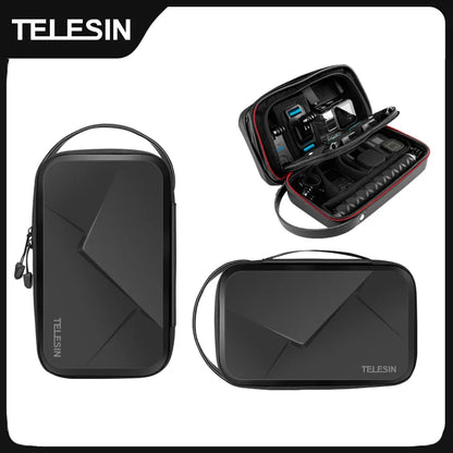 TELESIN Waterproof Adjustable Space Bag - PU Carrying Case for GoPro Hero 11 10 9 8 7 6, Insta360, Osmo Action, SJCAM, EKEN Accessories
