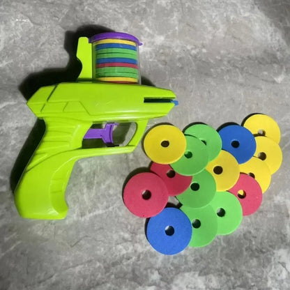 Kids Foam Disc Gun Toy – Outdoor Flying Disc Shooting Launcher for Parent-Child Interactive Play