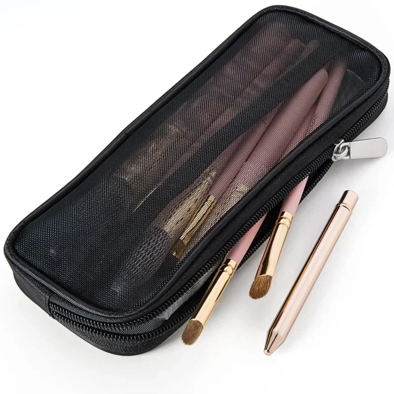 Makeup Brush Travel Case – Mesh Cosmetic Toiletry Bag Organizer for Men & Women, Beauty Tools Dopp Kit Pouch for Wash Storage