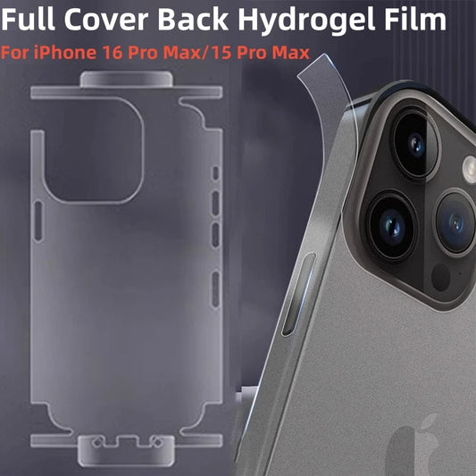 Hydrogel Back Film Screen Protector for iPhone 15 Pro Max & 16 Pro Max – Matte Clear Frame, Protective Film for iPhone 16 Plus