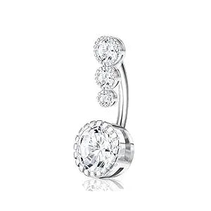 Drperfect 316L Stainless Steel Belly Button Ring – Surgical Steel Navel Piercing Jewelry for Women