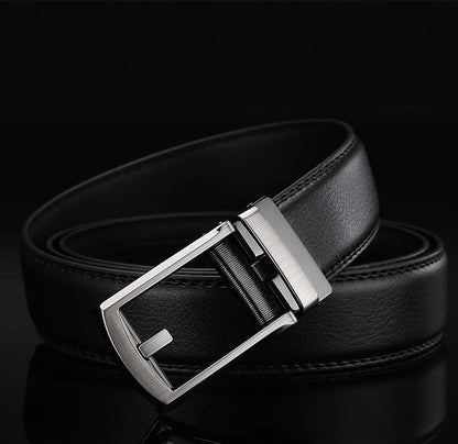 Men’s Top Quality Cowhide Leather Belt – Automatic Alloy Buckle Belt for Men