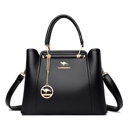 Women’s Soft Leather Luxury Handbag – Designer 3-Layer Large Capacity Shoulder & Crossbody Tote Bag